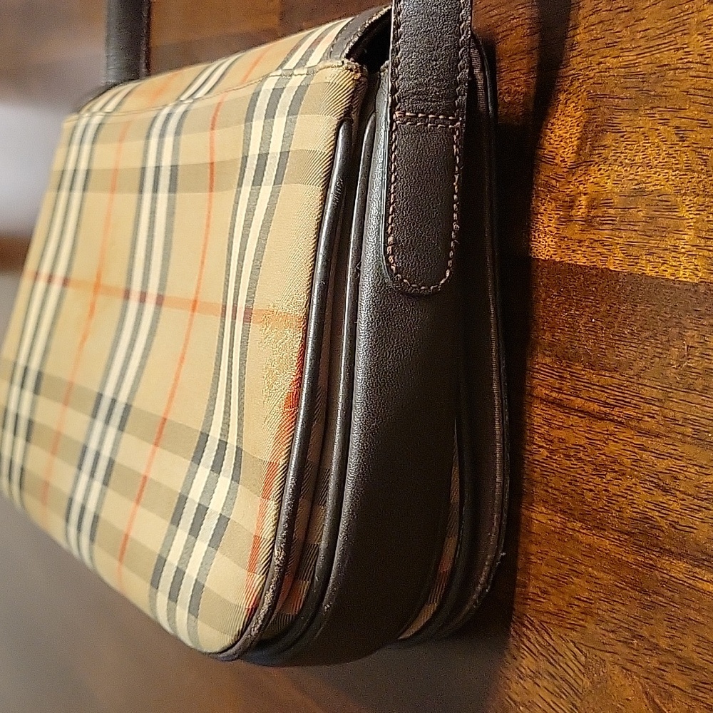 Burberry Vintage Check Crossbody Bag in Beige and Brown with Red Accents - Picture 6 of 6